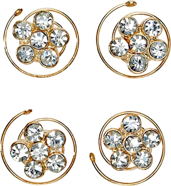 Dcnl Hair Accessories Flower Rhinestone Spinners 4 Count