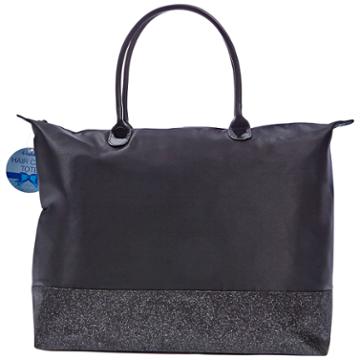 Sally Holiday Hair Care Tote Black Satin With Multi Black Glitter