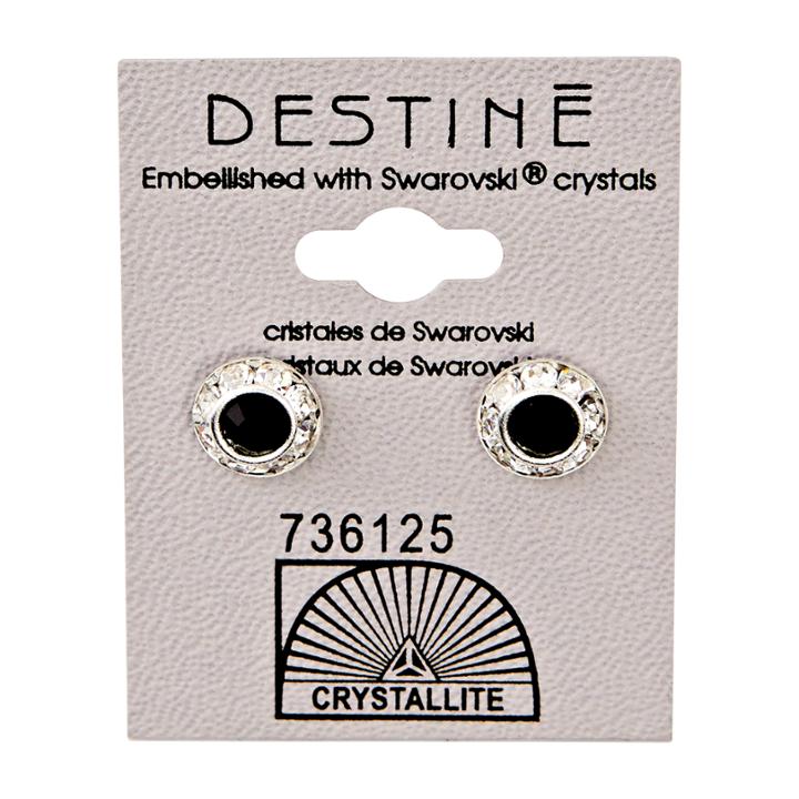 Crystallite Destine Diamond Cut Earrings 9mm Jet
