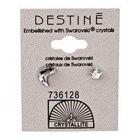 Crystallite Destine Moon & Stars Clear Earrings