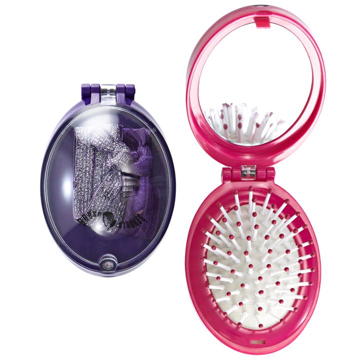Brush Strokes Mini Folding Brush With Mirror