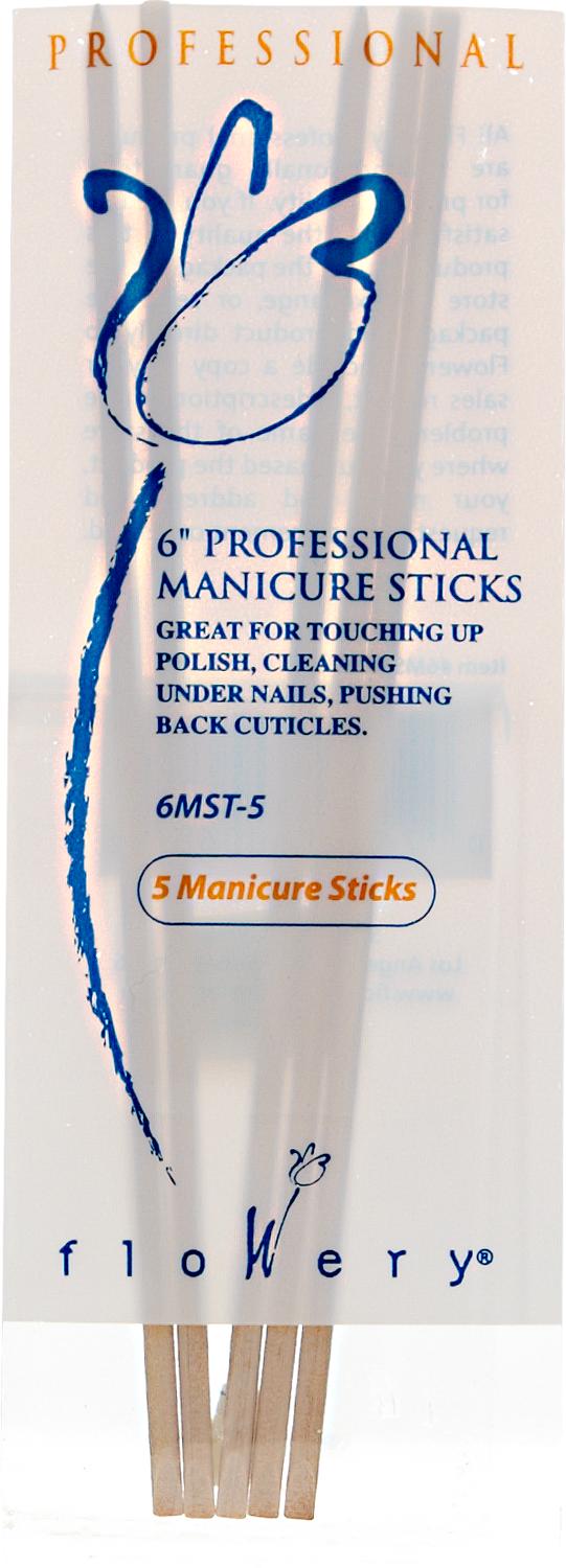 Flowery 6 Inch Birchwood Manicure Sticks