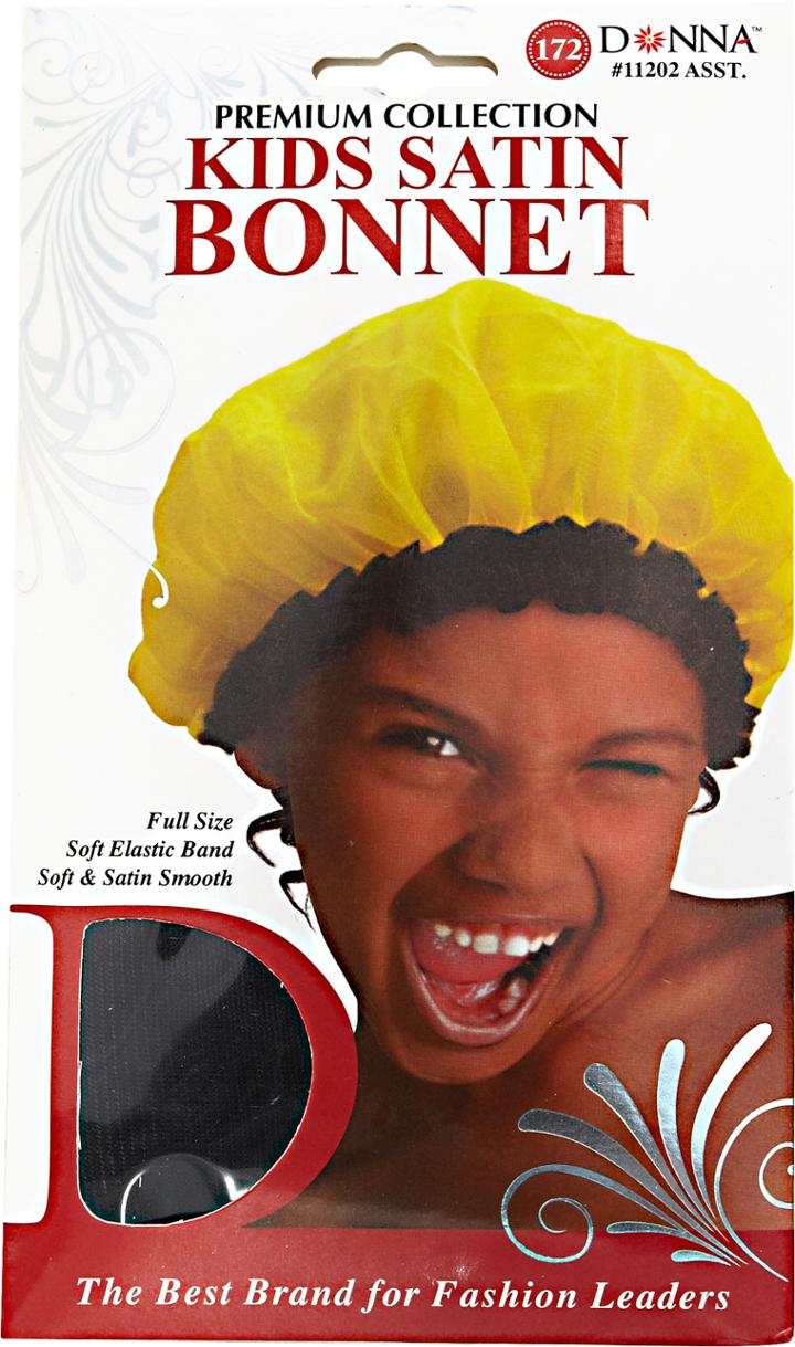 Donna Kids Black Satin Bonnet