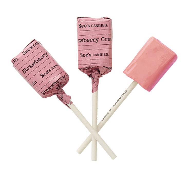 See's Candies Strawberry Cream Lollypops - 8 Pack