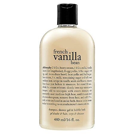 Philosophy French Vanilla Bean Shampoo, Shower Gel & Bubble Bath 16 Oz