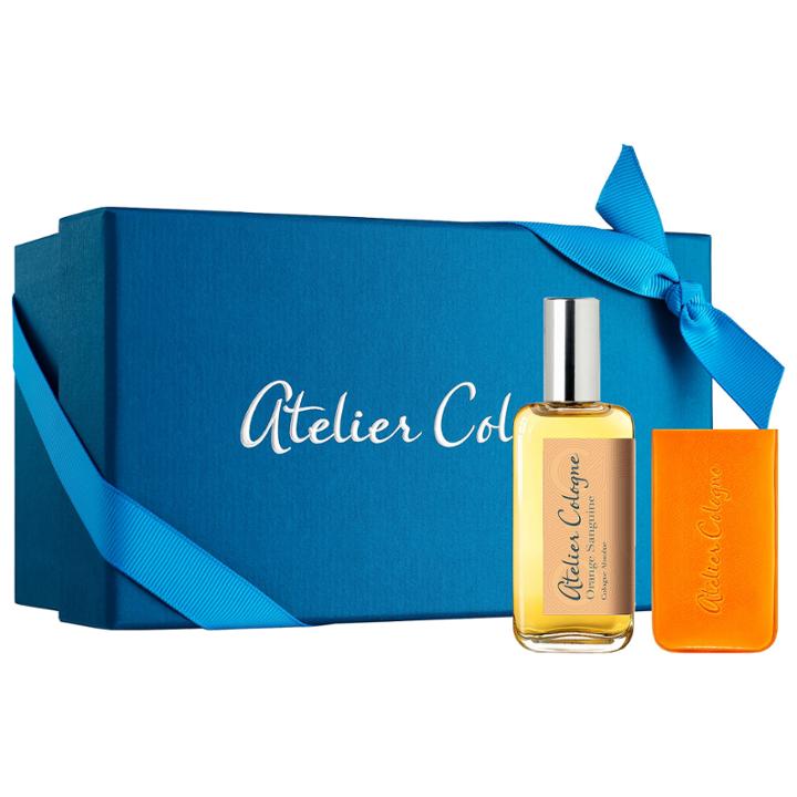 Atelier Cologne Orange Sanguine Cologne Absolue Pure Perfume + Leather Case Set 1 Oz/ 30 Ml