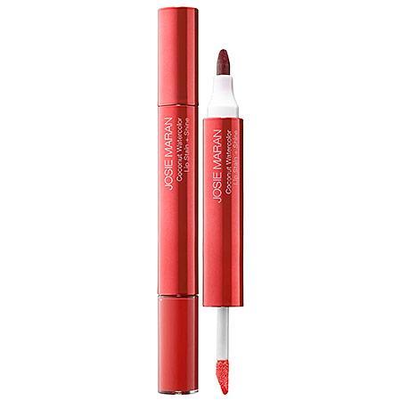 Josie Maran Coconut Watercolor Lip Stain & Shine Getaway Red 0.08 Oz