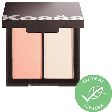 Kosas Color & Light: Pressed Powder Blush & Highlighter Duo Papaya 1972 .32 Oz / 9 Ml/g