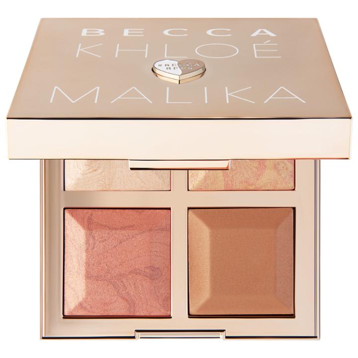 Becca Becca X Khlo Kardashian & Malika Haqq Bronze, Blush & Glow Palette Made With Love By Khlo 0.42 Oz/ 12 G