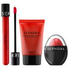 Sephora Collection Get Cheeky Lip And Cheek Set Candy Apple (kiss Balm), Lotus (colorful Cheek Ink Gel), Cherry Cocktail (oil Infusion)