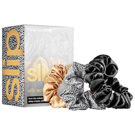 Slip Large Slipsilk(tm) Scrunchies Leopard, Black, Caramel
