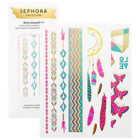 Sephora Collection Shine Beautifully Watercolor Metallic Temporary Tattoos