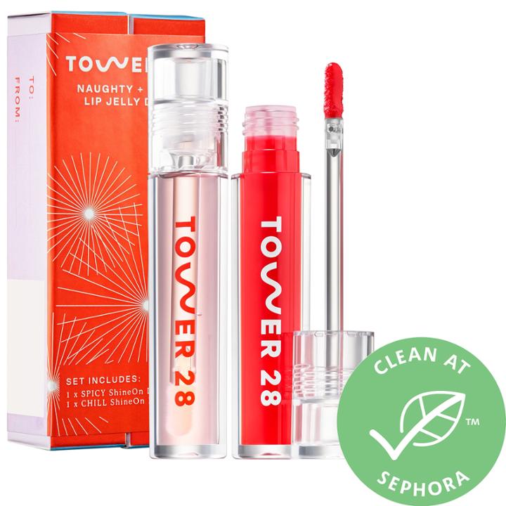 Tower 28 Beauty Shineon Jelly Lip Gloss Duo Naughty + Nice 2 X 0.13 Oz/ 3.9 G