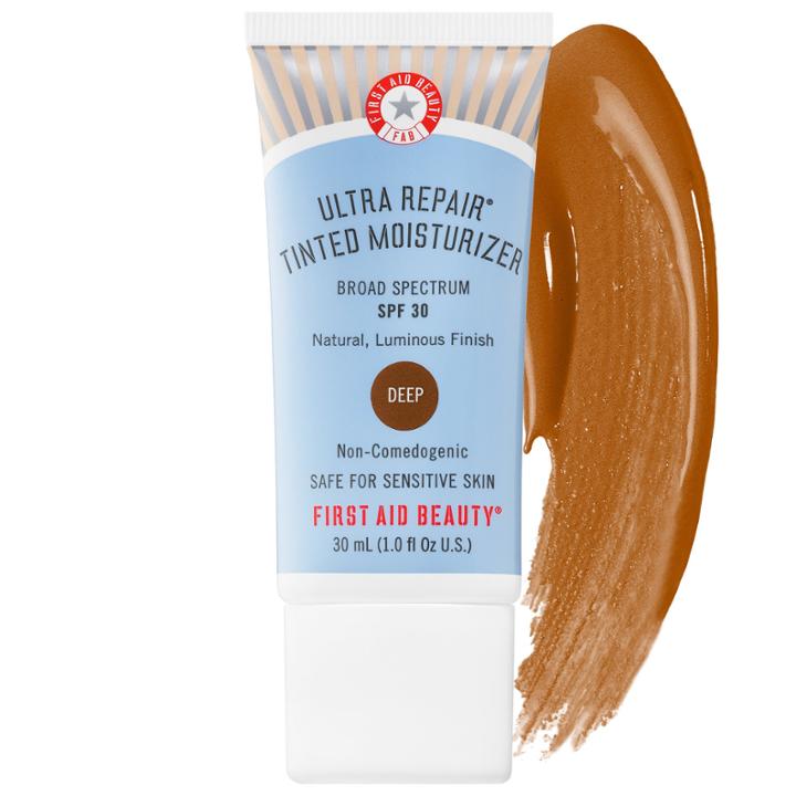 First Aid Beauty Ultra Repair Tinted Moisturizer Broad Spectrum Spf 30 Deep - For Deepest Brown Skin With Neutral Undertones 1 Oz/ 30 Ml