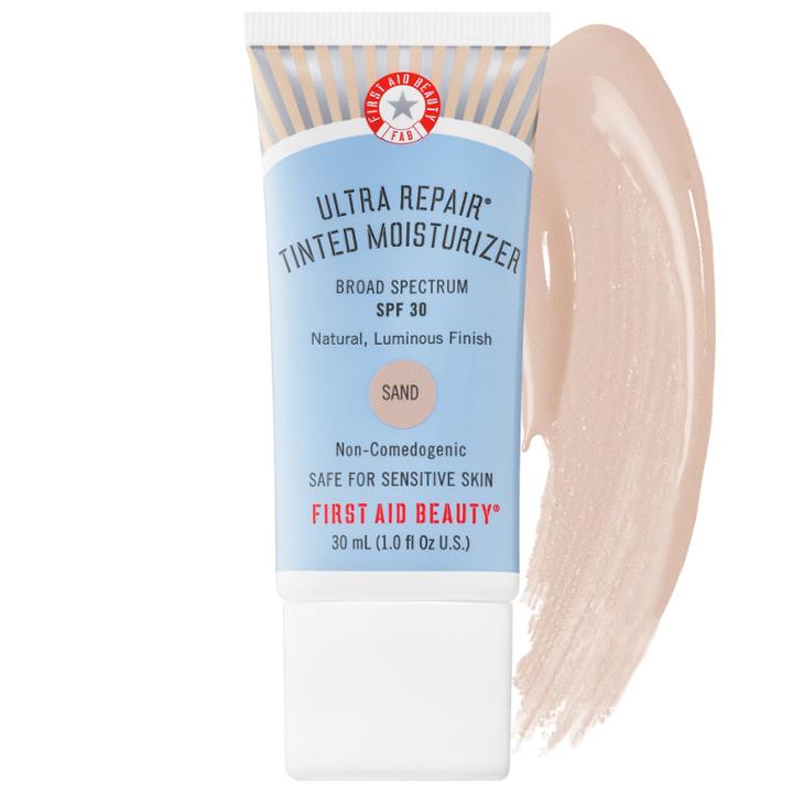 First Aid Beauty Ultra Repair Tinted Moisturizer Broad Spectrum Spf 30 Sand - For Light To Light/medium Skin With Warm Netural To Olive Undertones 1 Oz/ 30 Ml