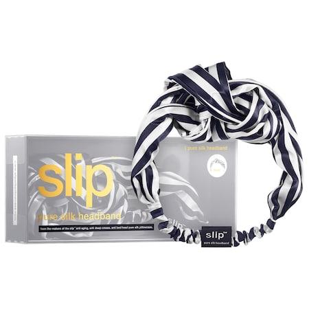 Slip Pure Silk Headband Navy Stripe
