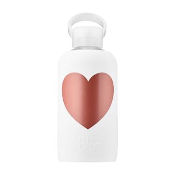 Bkr Metallic Rose Winter Heart Glass Water Bottle Little - 16 Oz/ 500 Ml