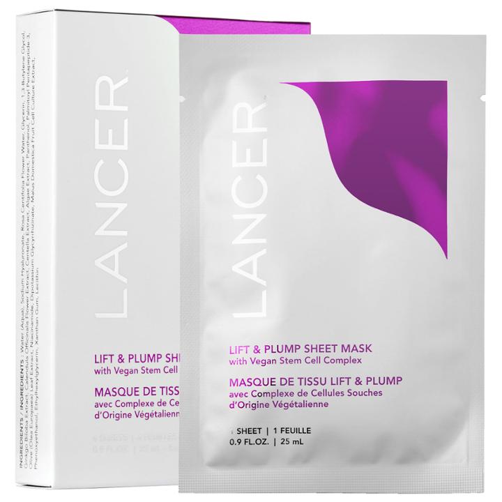 Lancer Lift & Plump Sheet Mask With Vegan Stem Cell Complex 4 X 0.9 Oz/ 27 Ml Sheets