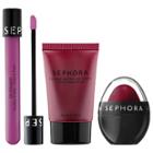Sephora Collection Get Cheeky Lip And Cheek Set Soda Pop (kiss Balm), Blush In Dahlia (colorful Cheek Ink Gel), Lavender Creme (oil Infusion)