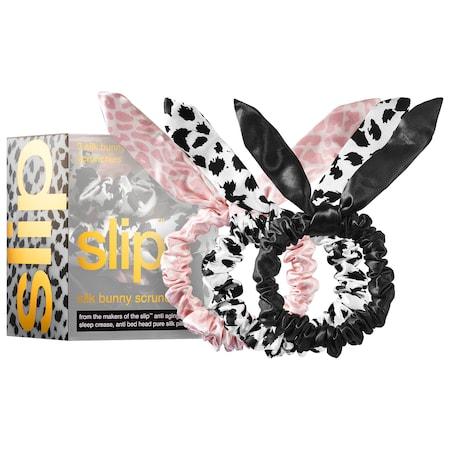 Slip Silk Bunny Scrunchies 1 Leopard, 1 Pink, 1 Black