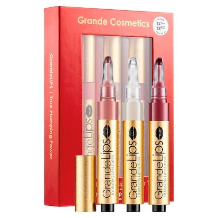 Grande Cosmetics Grandelips Hydrating Lip Plumpers - Limited Edition Trio Spicy Mauve/ Cranberry Crush / Clear