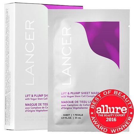 Lancer Lift & Plump Sheet Mask With Vegan Stem Cell Complex 4 X 0.9 Oz Sheets