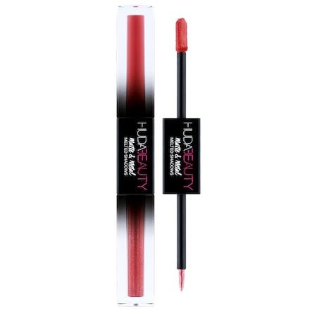 Huda Beauty Matte & Metal Melted Double Ended Eyeshadows Hot Sauce (warm Red Matte), Cherry Soda (silver & Red Glitter) 2 X 0.068 Oz