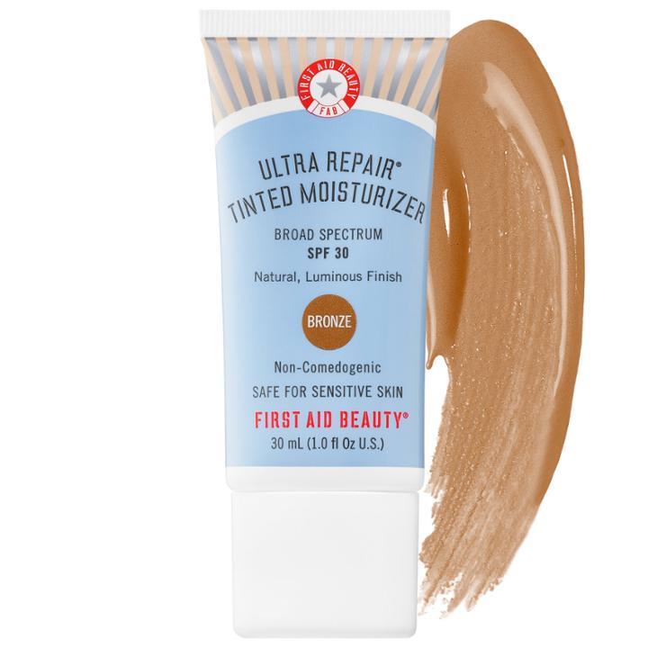 First Aid Beauty Ultra Repair Tinted Moisturizer Broad Spectrum Spf 30 Bronze - For Medium Brown Skin With Warm, Netural Or Olive Undertones 1 Oz/ 30 Ml