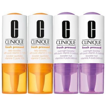 Clinique Fresh Pressed Clinical(tm) Daily + Overnight Boosters With Pure Vitamin C 10% + A (retinol) 2+2 System: 2x 8.5ml Vitamin C & 2x 7ml Vitamin A