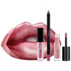 Huda Beauty Contour & Strobe Lip Set Muse (muted Rose) / Angelic (light Peach Rose With Gold Reflections)