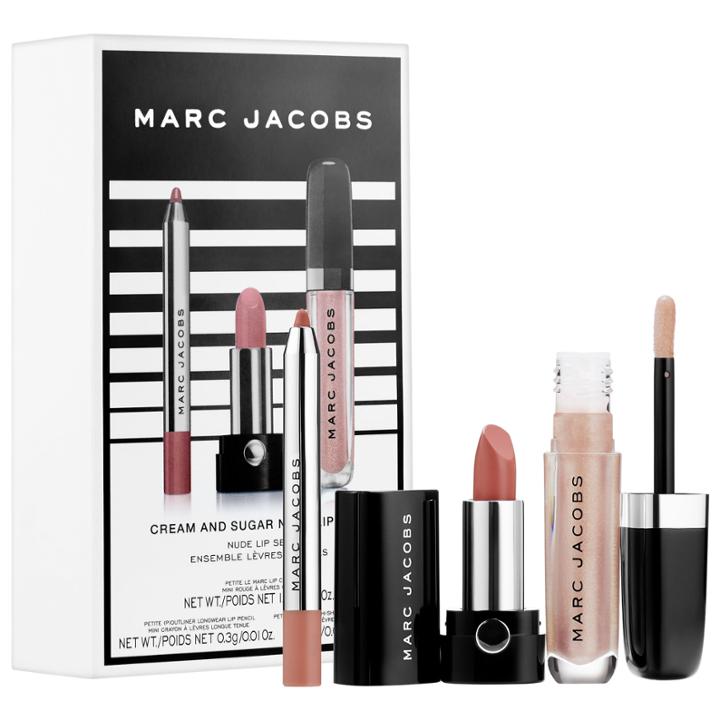 Marc Jacobs Beauty Cream And Sugar Nude Lip Trio Set (p)outliner Lip Pencil/ Le Marc Lip Crme/ Enamored Hi-shine Gloss