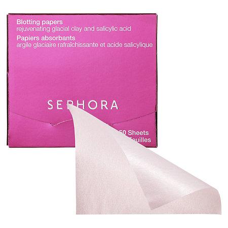 Sephora Collection Calming Natural Tea Tree Blotting Papers Rejuvenating Glacial Clay And Salicylic Acid 50 Sheets