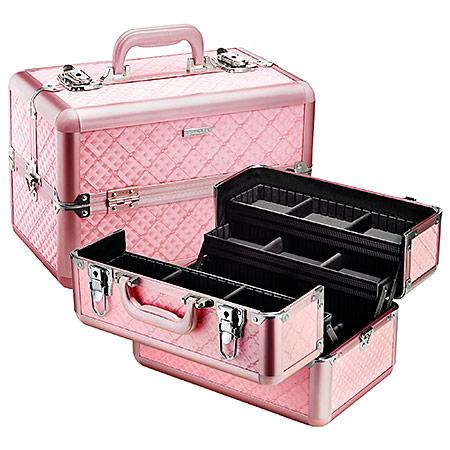Sephora Collection Embossed Traincase - Pink Quilted 14 W X 8.5 H X 9 L