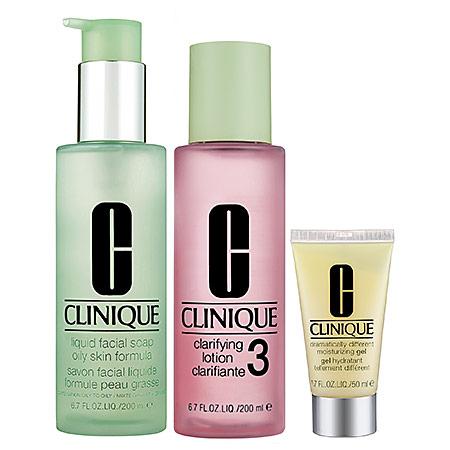 Clinique 3-step Skin Care System For Skin Types 3, 4 Combination Oily To Oily Skins
