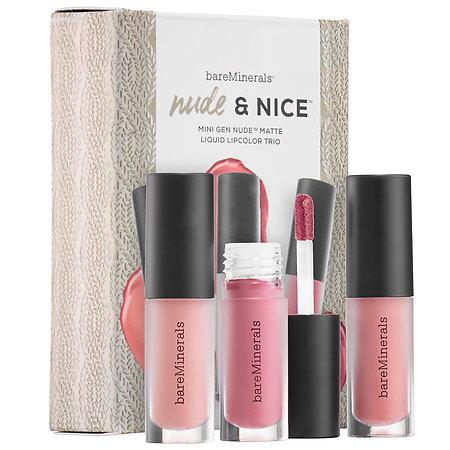 Bareminerals Nude & Nice Mini Gen Nude Matte Liquid Lipcolor Trio 3 X 0.06 Oz/ 2 Ml