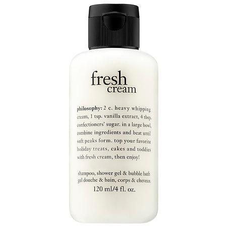 Philosophy Fresh Cream Shampoo, Shower Gel, & Bubble Bath 4.0 Oz/ 120 Ml