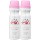 Evian Brumisateur Natural Mineral Water Facial Spray Travel Duo 2 X 1.7 Oz/ 50.28 Ml