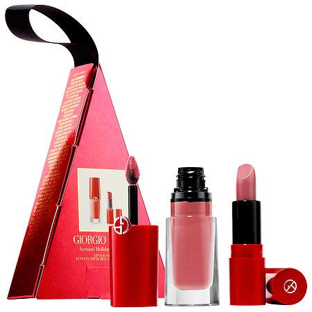 Giorgio Armani Beauty Holiday Lip Box Set Lip Magnet Liquid Lipstick In 506  Fusion/ Ecstasy Shine Lipstick In 503 Fatale | LookMazing