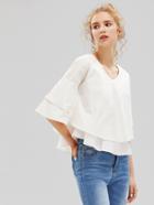 Shein Tiered Flute Sleeve Layered Blouse