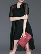 Shein Black Embroidered Two-piece Shift Dress