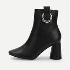 Shein Ring Decor Zipper Side Ankle Boots