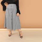 Shein Plus Wide Waistband Slant Pocket Plaid Skirt