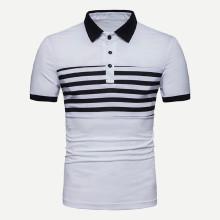 Shein Men Striped Detail Ringer Polo Shirt