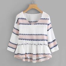 Shein Drop Shoulder Pep Hem Blouse