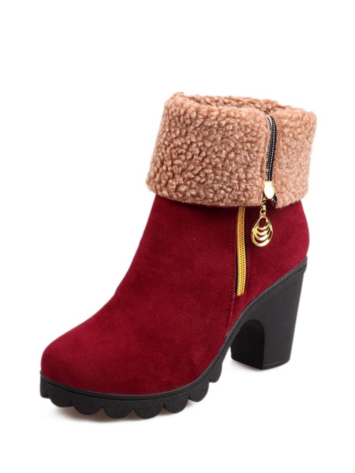 Shein Faux Fleece Lined Platform Suede Boots