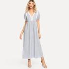 Shein Contrast Lace Striped Longline Dress
