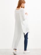 Shein White Pleated Back High Low Top