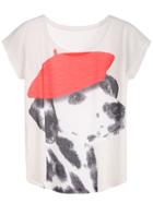 Shein White Spotty Dog Print T-shirt