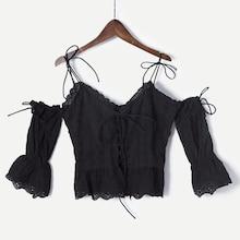 Shein Tie Detail Eyelet Embroidered Blouse
