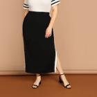 Shein Plus Contrast Trim Split Side Skirt